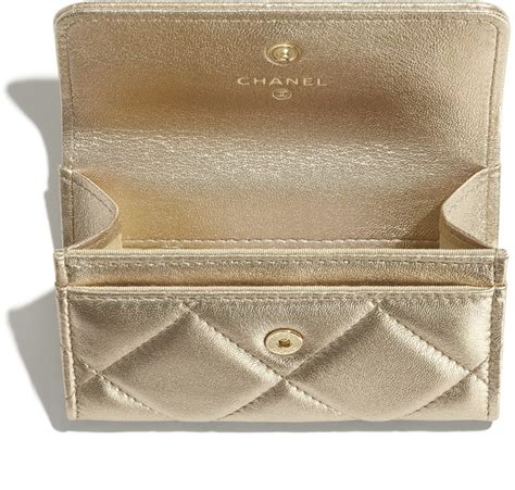 chanel gold metallic card holder|Chanel card holder original.